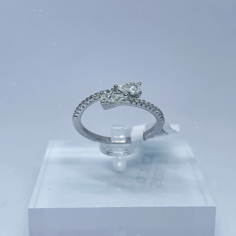 Moissanite Diamond Band Pear Cut Ring 925 18K GRA Size 7